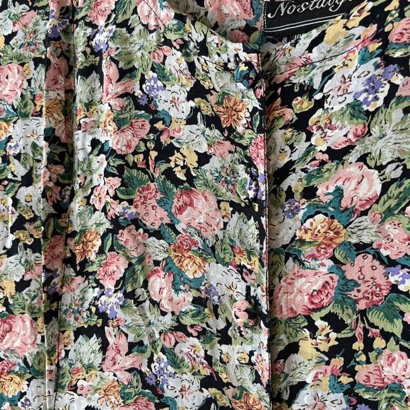 vintage nostalgia dress Floral Maxi Cottage Pleated 90s 80s Coquette Feminine M - Picture 7 of 14